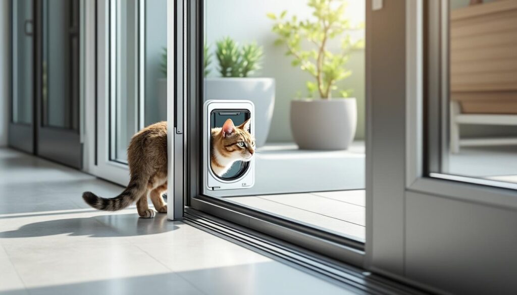 découvrez notre chatière pour baie vitrée coulissante, facile à installer sans perçage, pour un accès pratique et sécurisé à votre animal préféré.