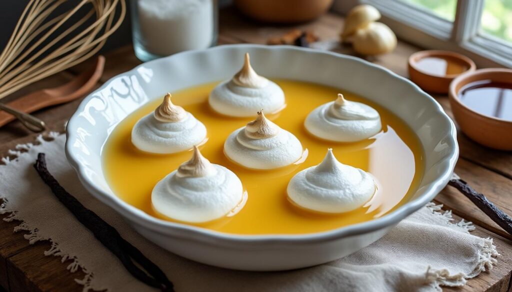 découvrez la recette traditionnelle et facile de l'île flottante de grand-mère, un dessert classique et gourmand à préparer chez vous.