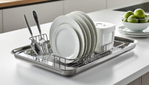 égouttoir à tempo alessi en acier inoxydable alliant design moderne et praticité pour un séchage efficace et élégant de votre vaisselle.