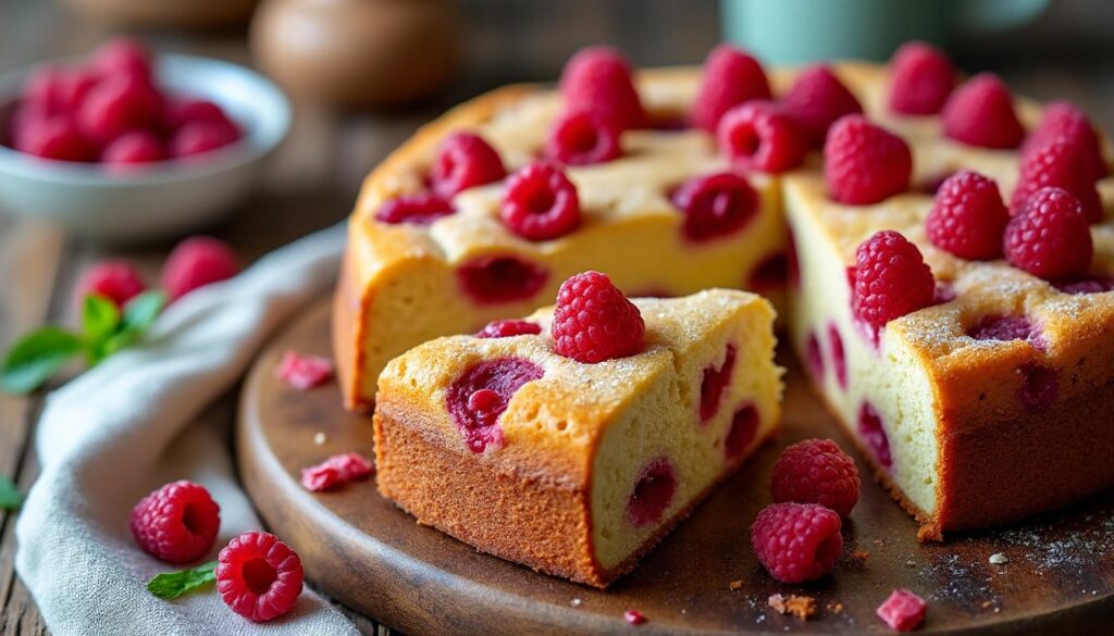 découvrez notre recette facile et rapide de gâteau aux framboises, moelleux et gourmand, parfaite pour toutes les occasions sucrées.