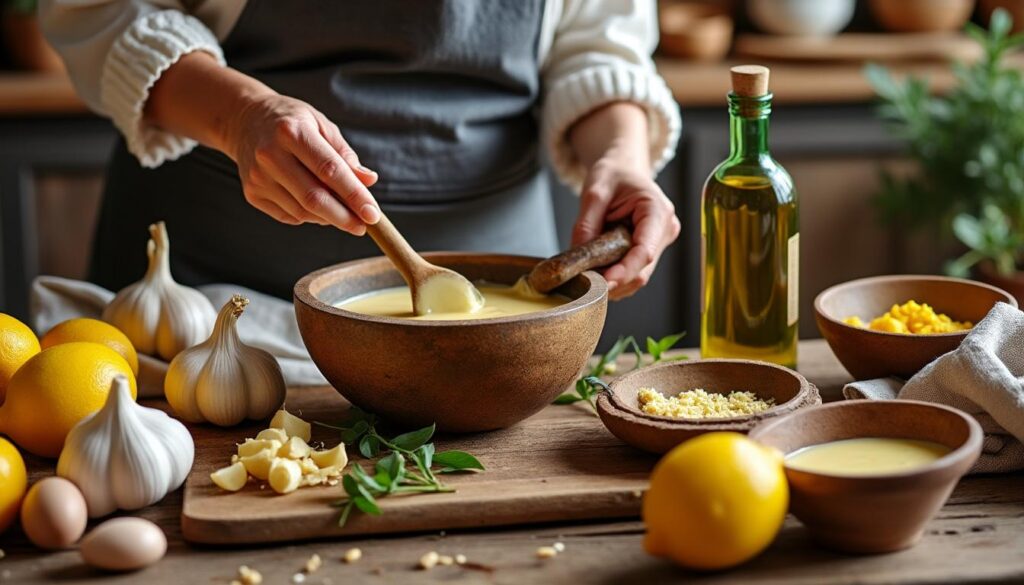 découvrez la recette traditionnelle de l'aïoli grand-mère, facile et rapide à préparer pour un plat savoureux et authentique.
