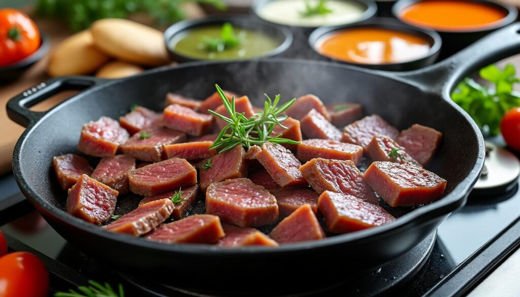 découvrez une recette facile et rapide de viande à fondue à la poêle, idéale pour un repas savoureux en toute simplicité.