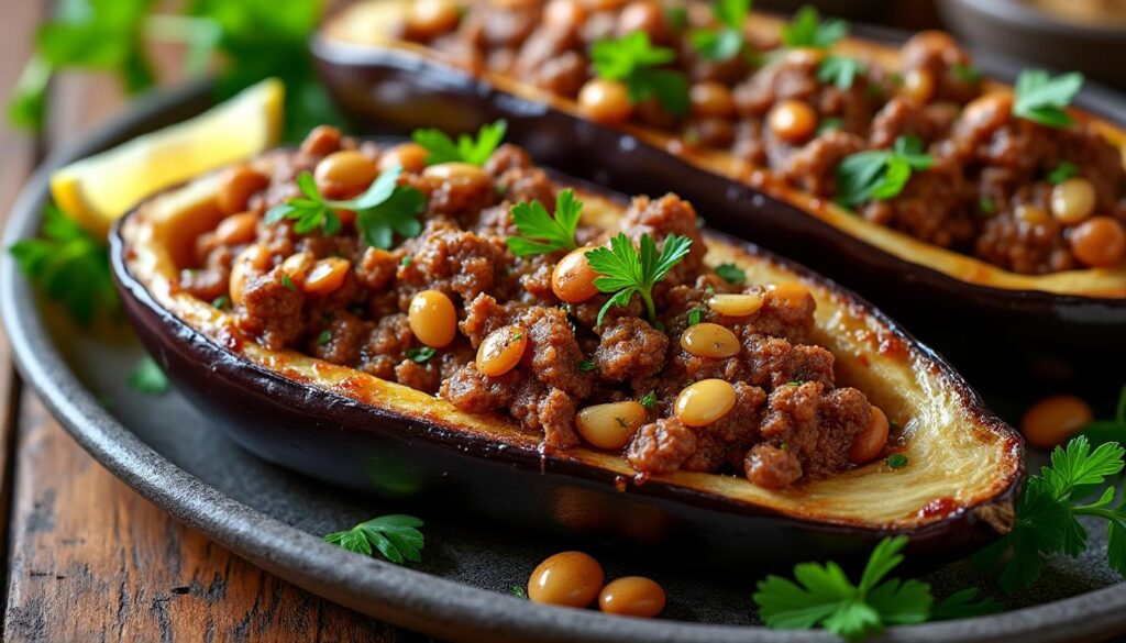 découvrez la recette libanaise traditionnelle d’aubergines farcies à la viande hachée, un plat savoureux et parfumé, parfait pour un repas convivial et gourmand.