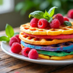 découvrez la recette facile et rapide des gaufres arc en ciel à la framboise et au basilic, pour un dessert coloré et original qui ravira vos papilles.
