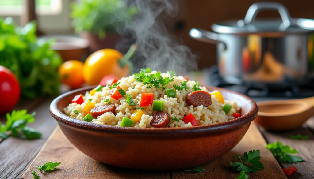 découvrez une recette de riz à la créole facile et rapide à préparer en seulement 15 minutes, idéale pour un repas savoureux et authentique.