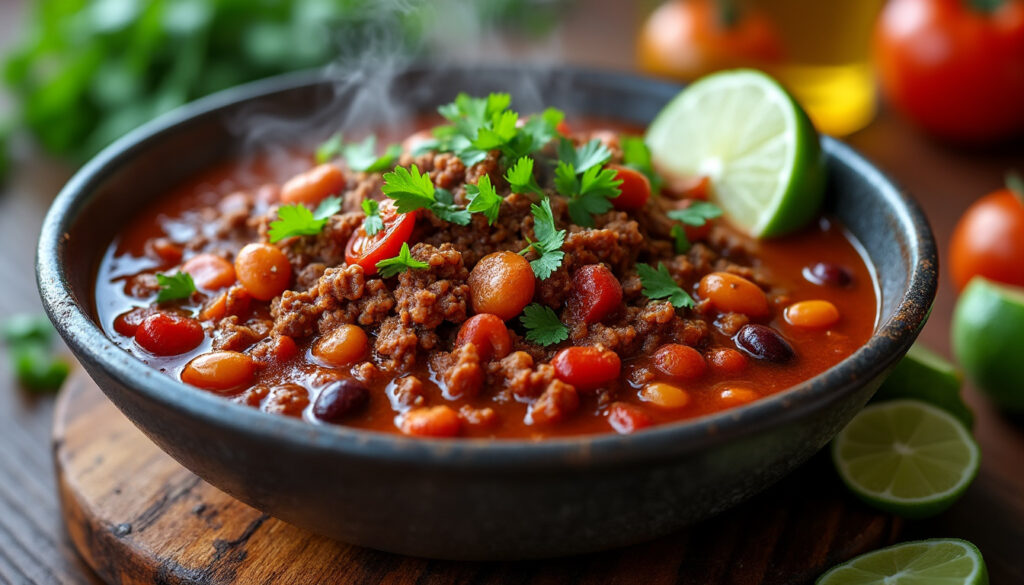découvrez notre recette facile et rapide de chili con carne au bœuf, un plat savoureux et réconfortant parfait pour un repas convivial.